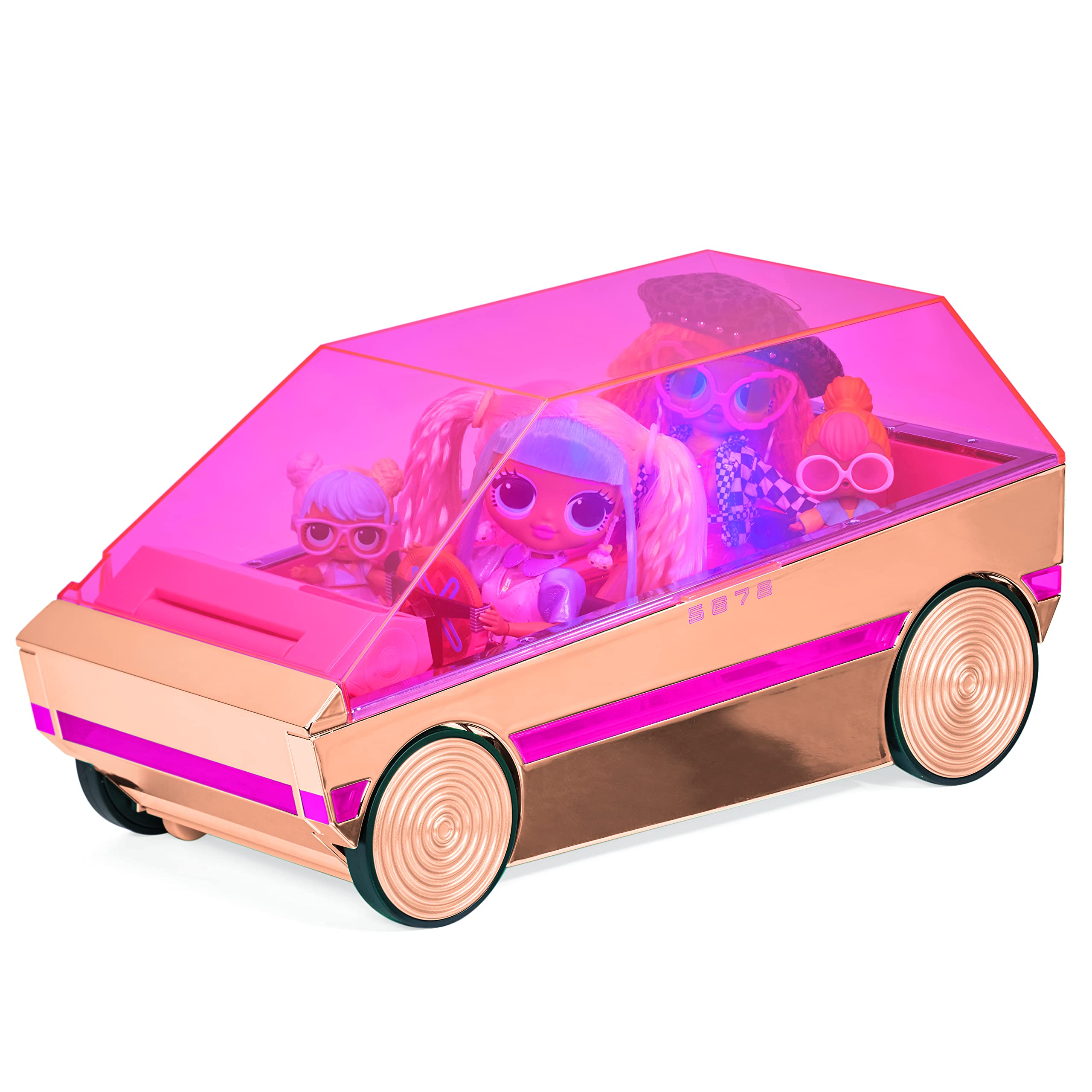 L.O.L. Surprise! 3-in-1 Party Cruiser Car - with Surprise Pool, Dance Floor & Magic Black Lights, Rose Gold with Pink Trim, Fits L.O.L. Surprise! & OMG Dolls - Collectable, Great Gift for Girls Age 4+