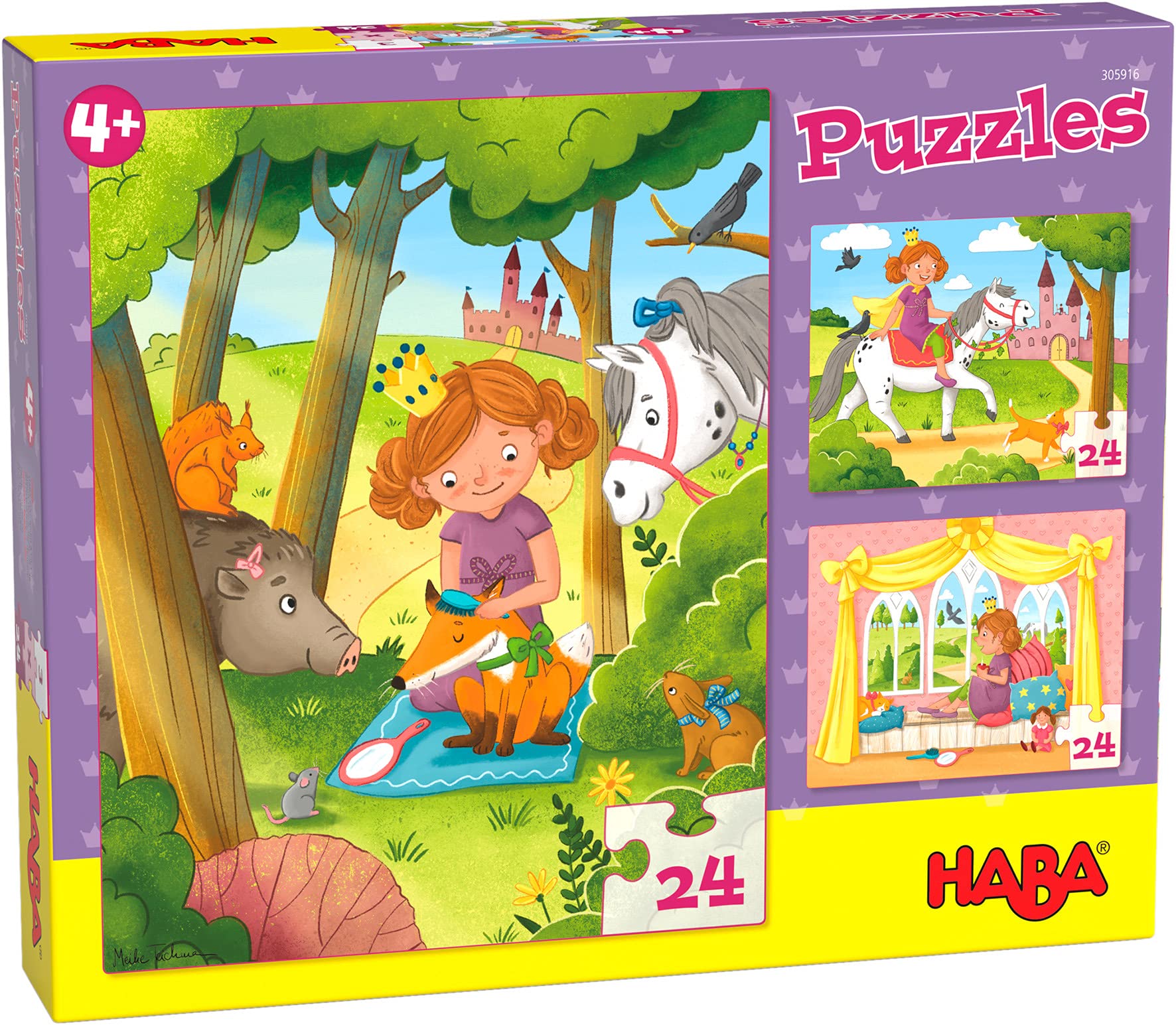 HABA 305916 Puzzles Princess Valerie- 3 Enchanting themes, 24 piece puzzle, Ages 4 years and up