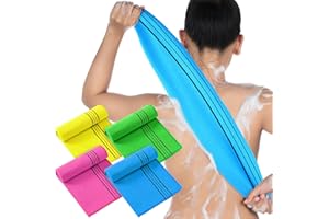 Tatuo 4 Pieces Korean Exfoliating Washcloth Body Back Scrubber Japanese Italy Exfoliating Cloth 35.5 Inch Long Bath Towel Washcloth Dead Skin Remover for Men Women(Multicolored)