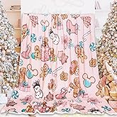 JarThenaAMCS Christmas Fuzzy Flannel Blanket Xmas Gingerbread Man Snowman Candy Throw Blanket Pink Soft Blankets for Home Sofa Chair Bed Couch, 50 x 60 Inch