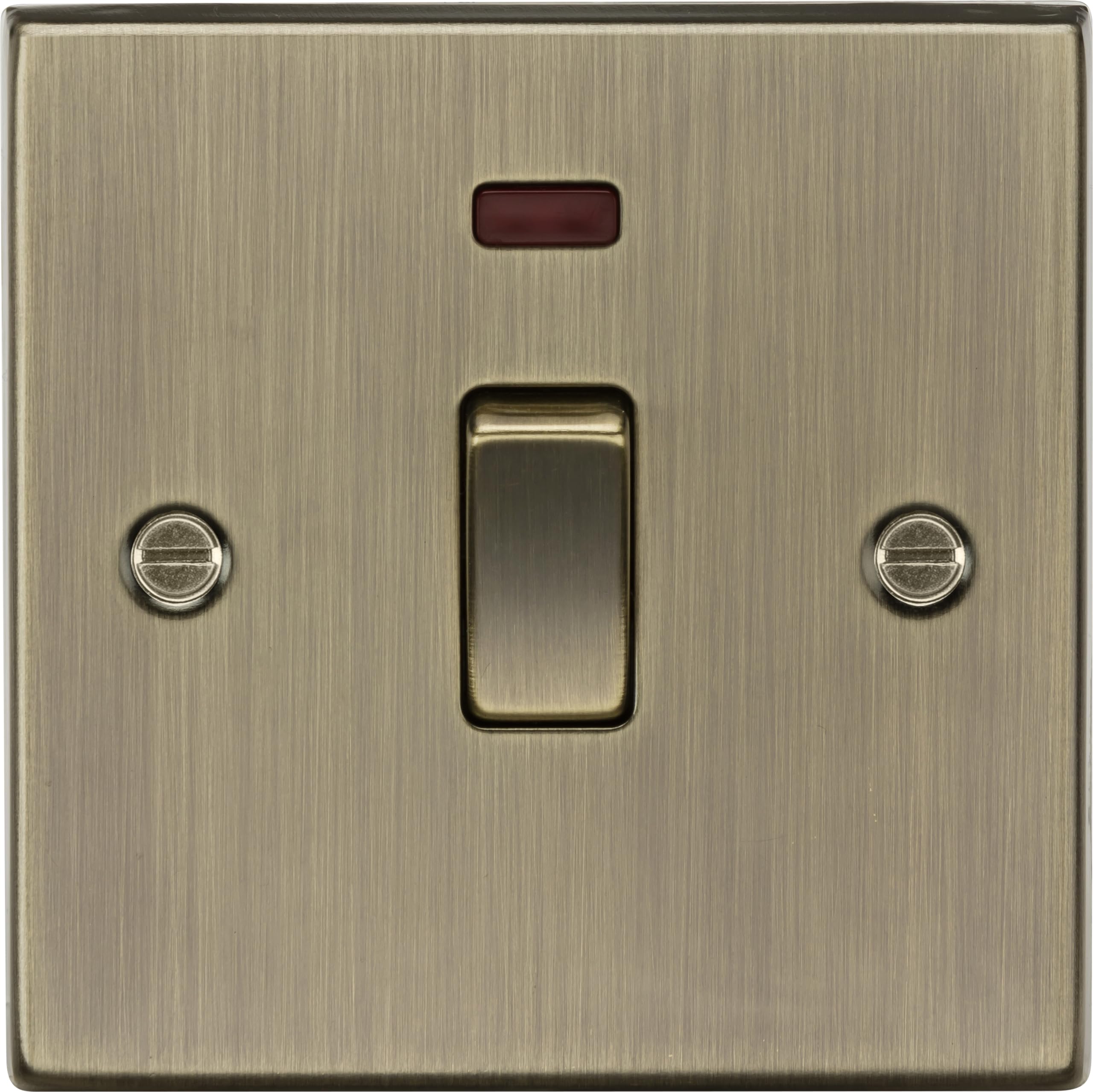 Knightsbridge CS834NAB 20A 1G DP Switch with Neon - Square Edge Antique Brass
