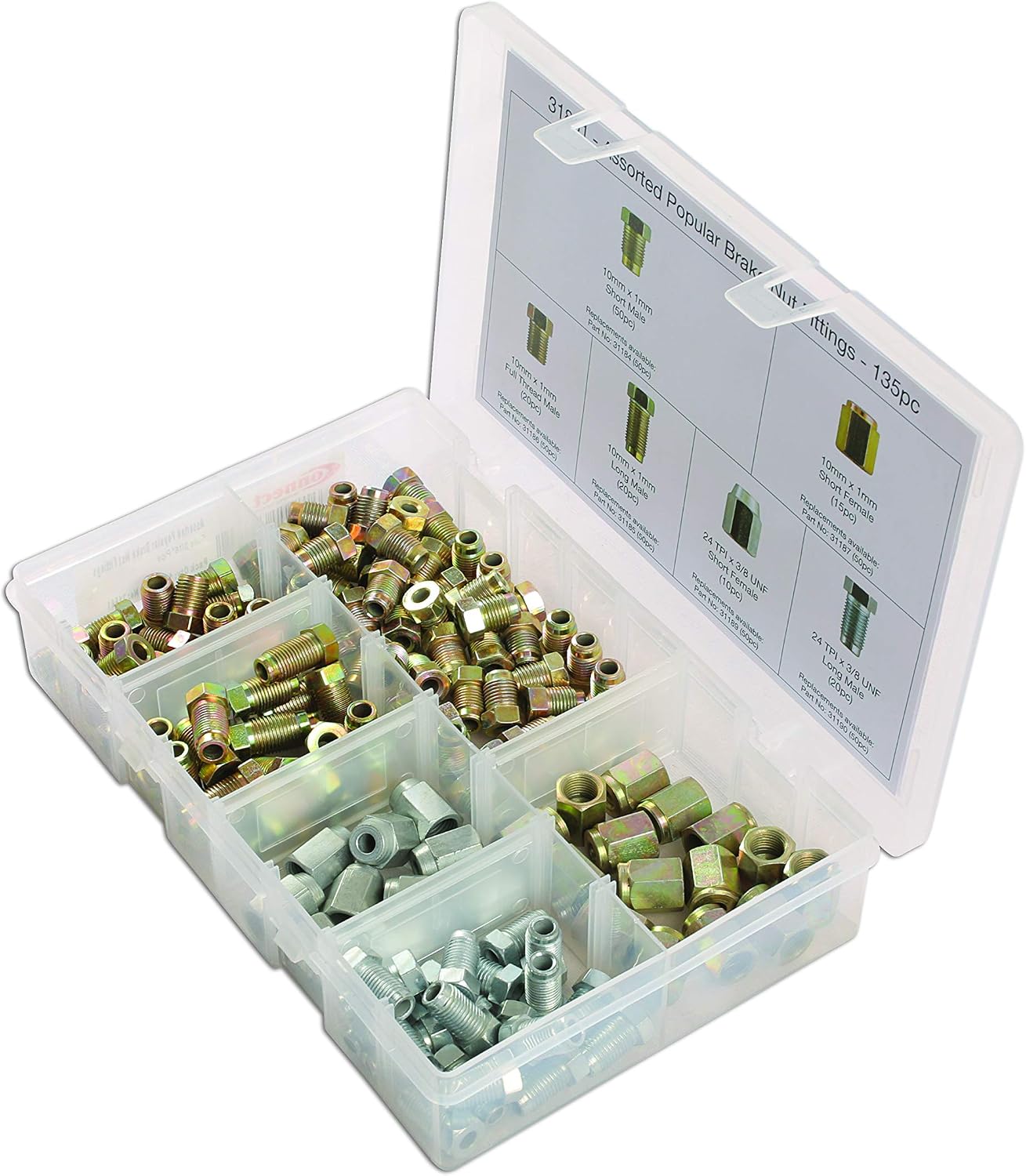 Connect 31881 Assorted Popular Brake Nut Fittings Box 135pc, M 10 - Image 3