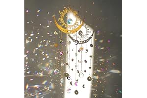H&D HYALINE & DORA Sun and Moon Suncatcher Crystal Wind Chimes for Hanging Outdoor Indoor Glass Window Hanging Prisms for Garden Backyard Ceiling Room Decor