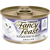 Fancy Feast Grilled Wet Cat Food, Seafood Feast in Gravy - 85 g Can (24 Pack)