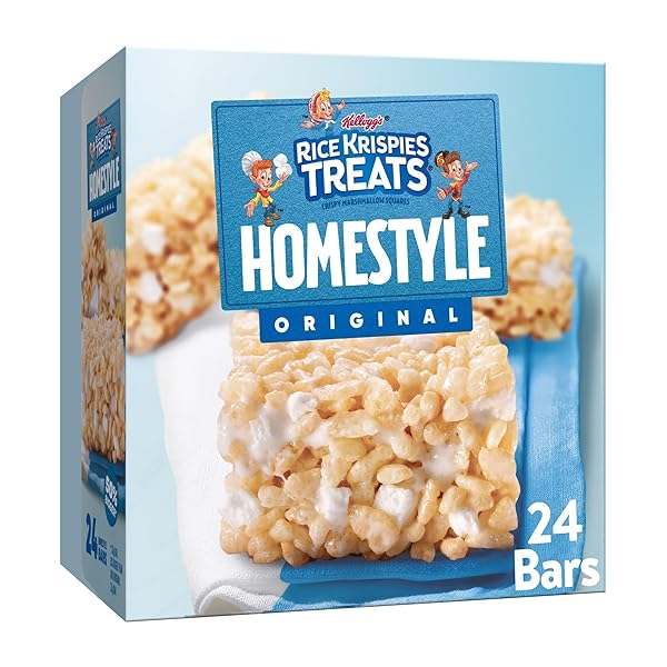 RICE KRISPIES TREATS HOMESTYLE MARSHMALLOW SNACK BARS, KIDS SNACKS, LUNCH SNACKS, ORIGINAL, 27.9OZ BOX (24 BARS)