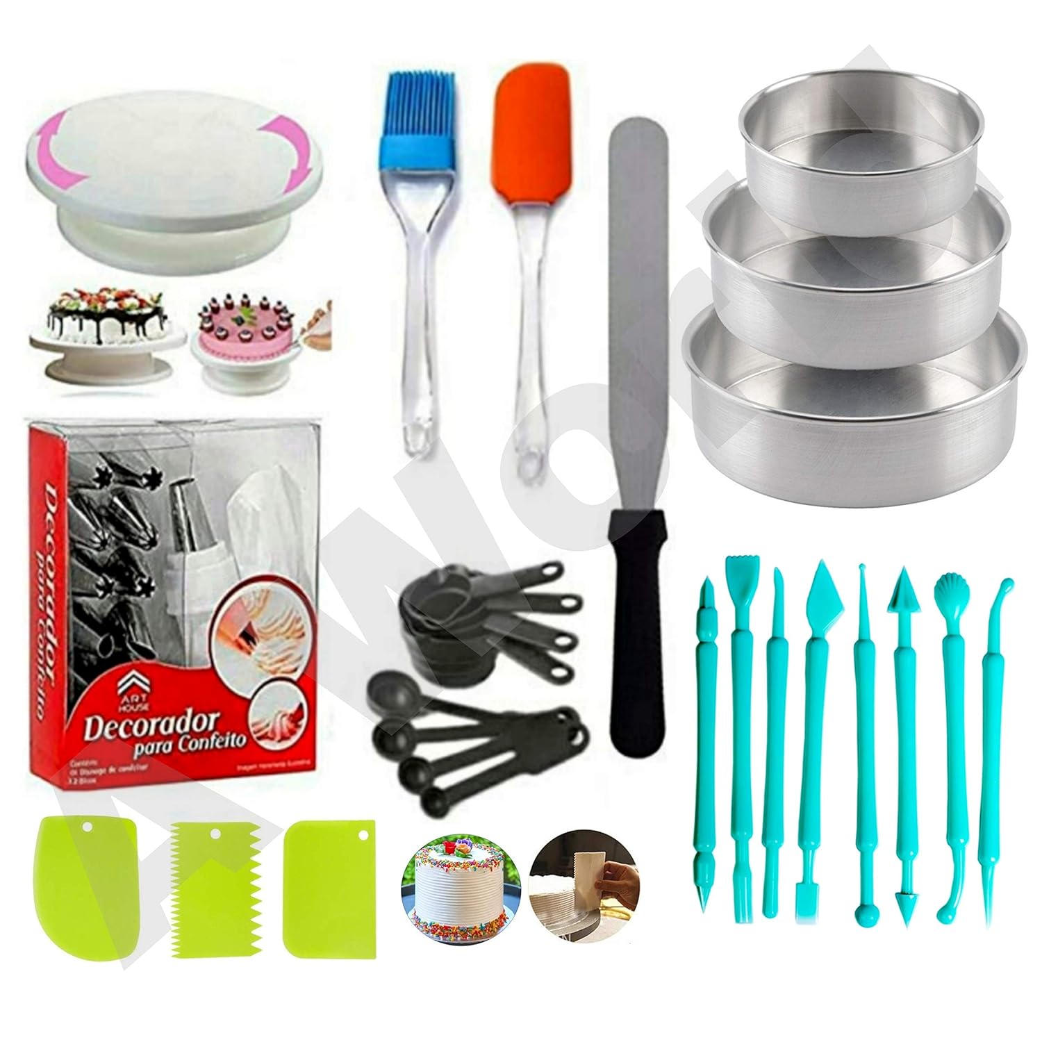Buy Aworld Cake Making Supplies Cake Turntable, Nozzle Set, Measuring