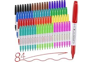 Affisure 12 Colors Permanent Markers， 84 Pack colored marker sets, Assorted Colors Marker，Fine Point， Permanent Markers Bulk, Fast Dry, Waterproof, work on Plastic, Glass, Metal, Wood and Stone