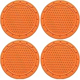 MEAJOO 4PCS Car Cup Holder Coaster, Non-Slip Cup Holders Embedded in Ornaments Coaster, 2.75 Inch Universal Recessed Car Interior Accessories (Orange)