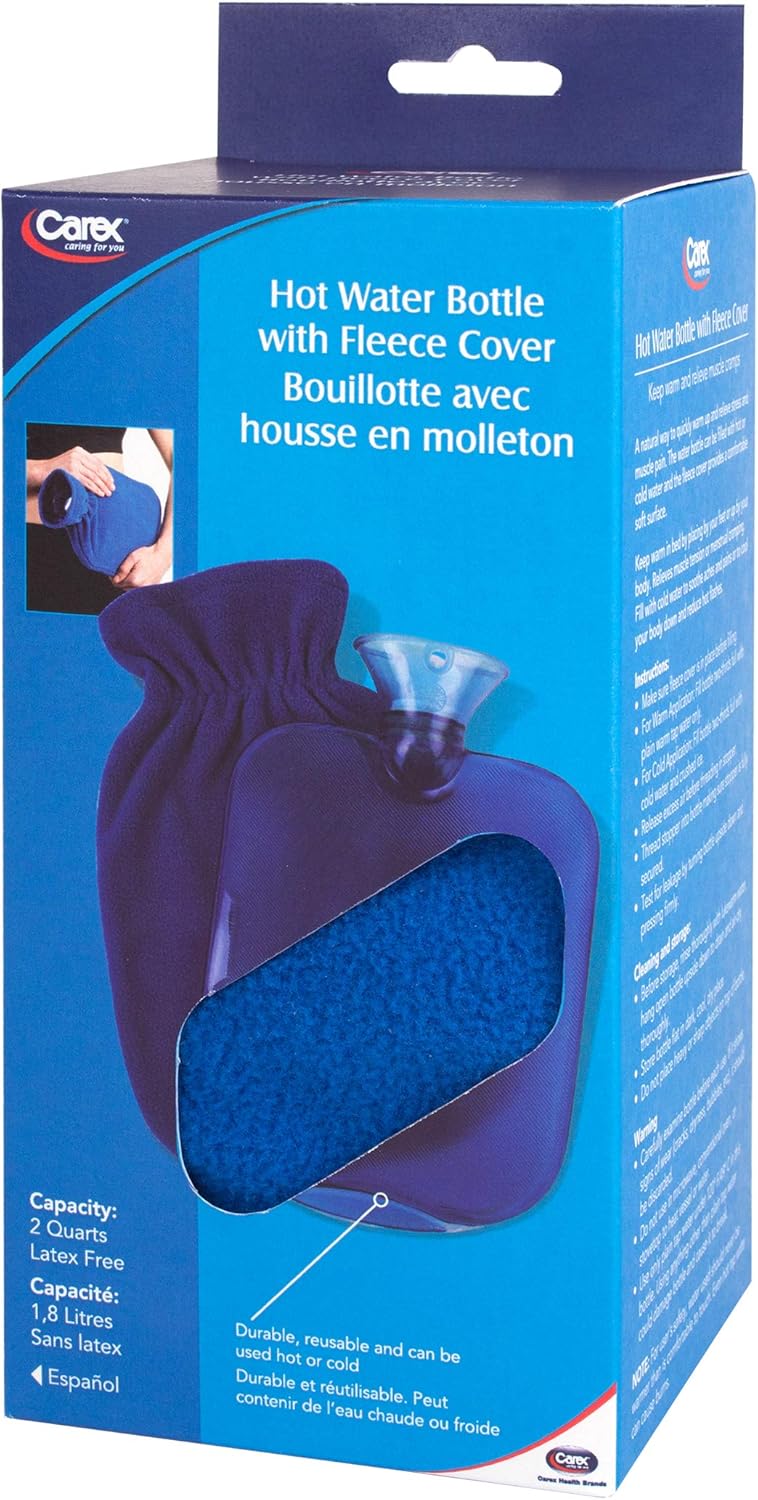 Carex Hot Water Bottle With Cover, Rubber - Heat Therapy and Cold Therapy - For Cramps, Pain Relief, Arthritis, Aches and Pains: Health & Personal Care