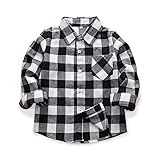 OCHENTA Big Boys' Button Down Flannel Plaid