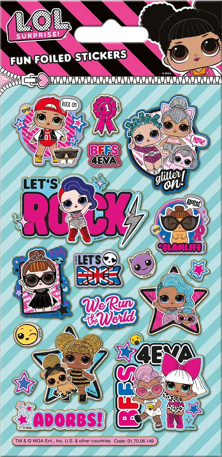 Paper Projects 01.70.06.149 L.O.L. Surprise Sparkly Reusable Glitter Sticker Pack, 19.5cm x 10cm, White