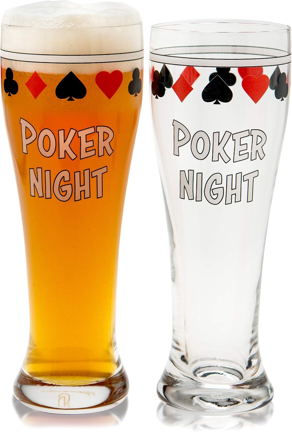 Beer Glasses with Card Suit Design 15oz for Men or Women