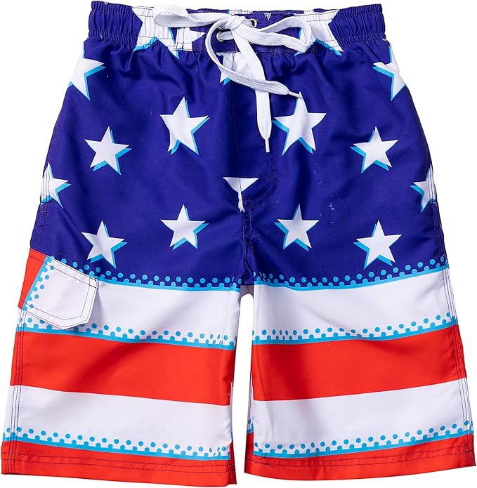 Boys Swim Trunks, Quick Dry Drawstring UPF 50+ Kids Swim Shorts