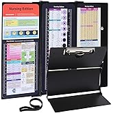 Nursing Clipboard Foldable Pocket Size-Nursing Edition Cheat Sheets Aluminum 3 Layers Foldable Clipboard Nursing Nurse Clipboard Foldable fits in Nurses Doctors(Black)