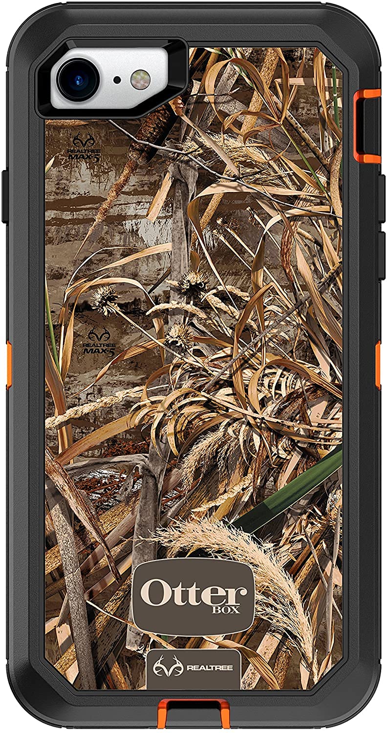 OtterBox DEFENDER SERIES Case for iPhone SE (3rd and 2nd gen) and iPhone 8/7 - Retail Packaging - (BLAZE ORANGE/BLACK/MAX 5 CAMO)