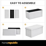 Home Republic Storage Ottoman Padded Foldable Bench 76x38 Boucle White view 6
