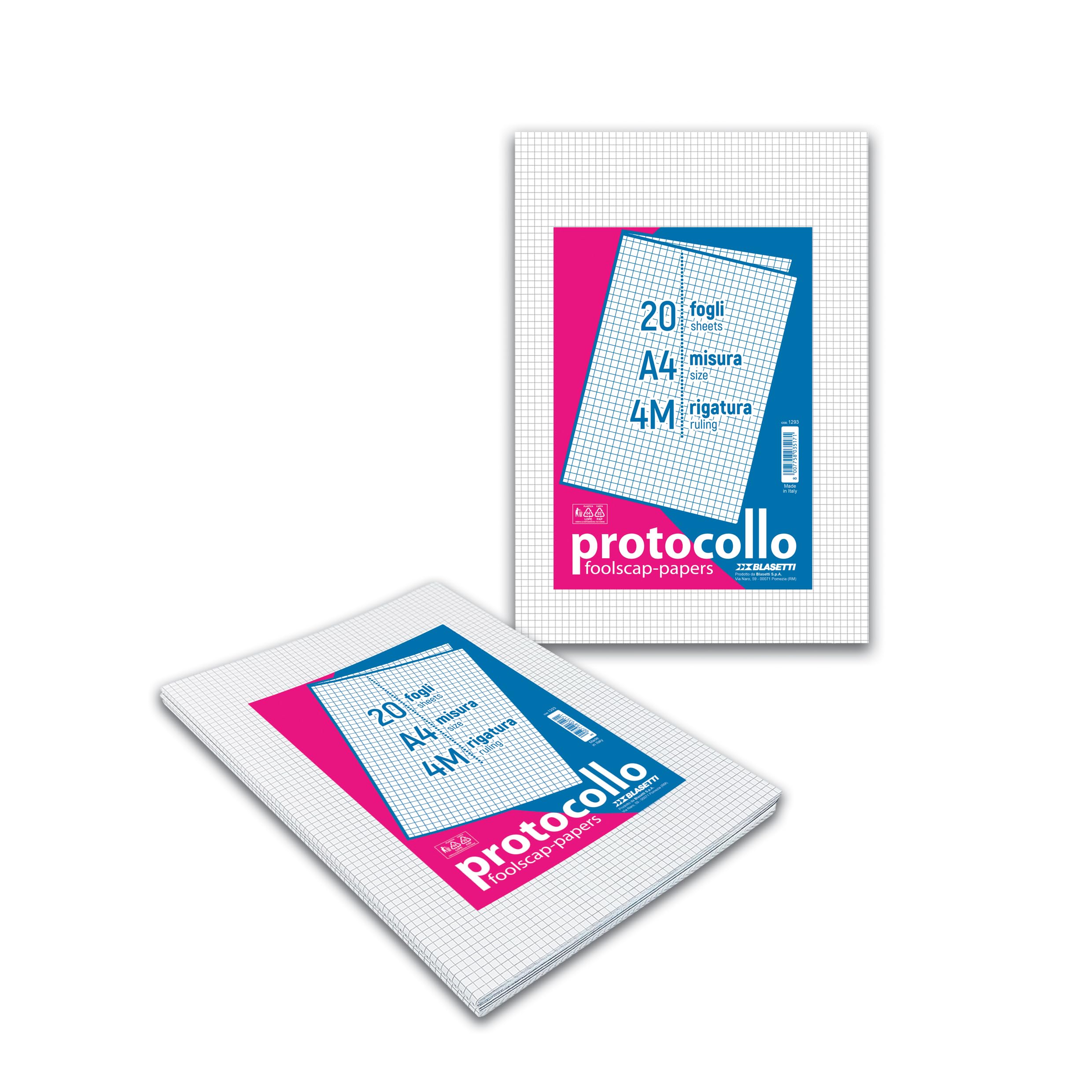 BLASETTI fogli protocollo 4 m 21x29.7 cm Notebook Notepad – Multi-Coloured (60g, 210 mm x 297 mm)