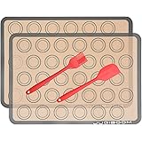 Silicone Baking Mat - Set of 2 Half Sheet (11 5/8" x 16 1/2"), 1 Scraper, 1 Oil brush - Non Stick Silicone Liner for Bake Pan