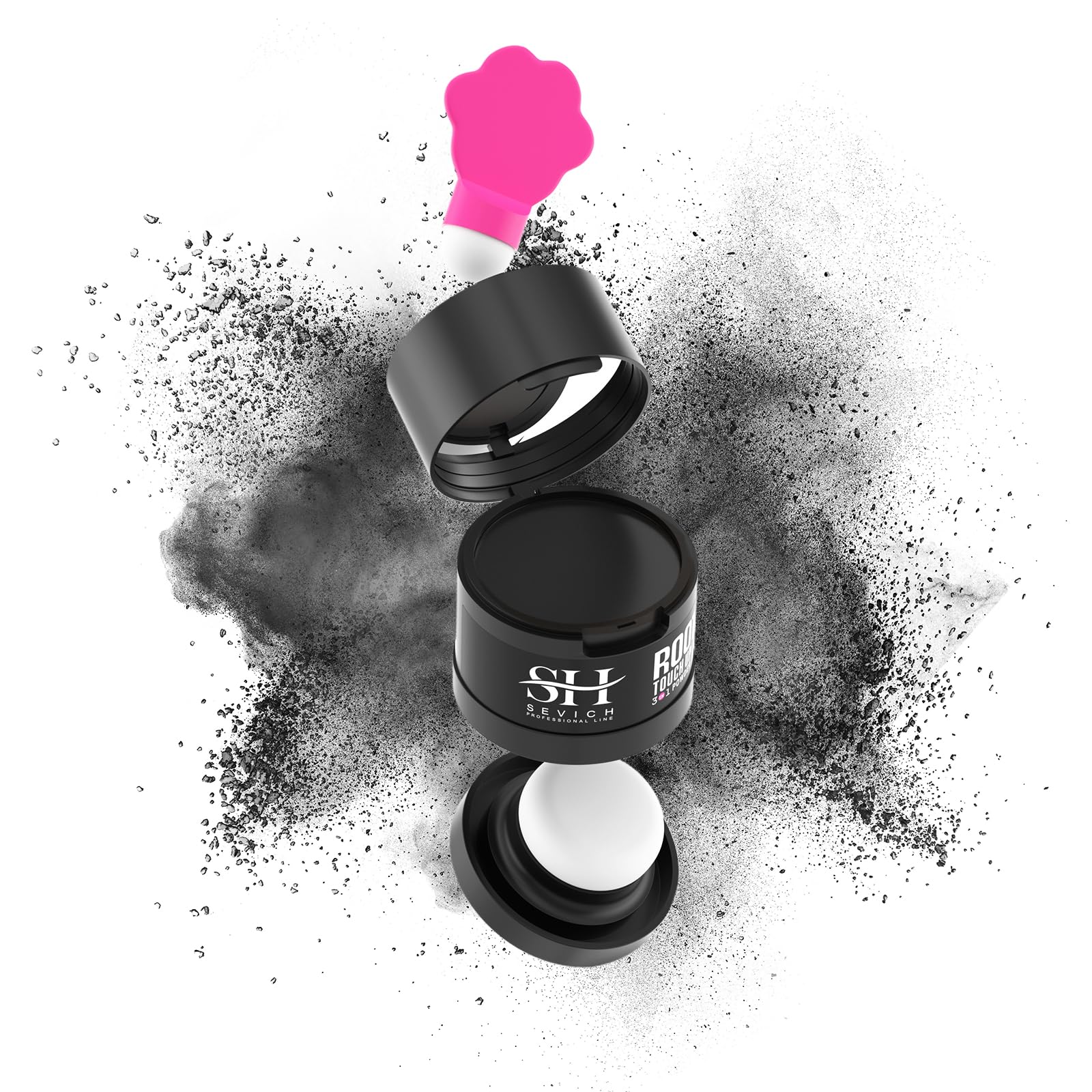 Sevich Hairline Powder 2.0，Instantly Conceals Hair Loss, Root Touch up Powder, Hair Shadow Toppers for Women & Men Thinning Gray Hair, Windproof & Sweatproof, 48H Makeup Lasting, Black