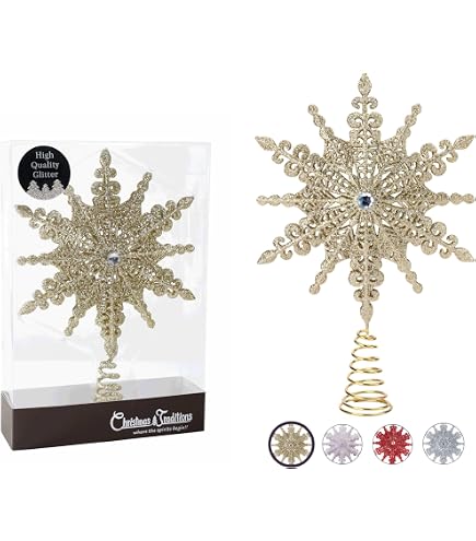 Cime D'arbre De Noël Étoile De Bethléem à Paillettes - Déco Scintillante Or Rose Pour Sapin - 2
