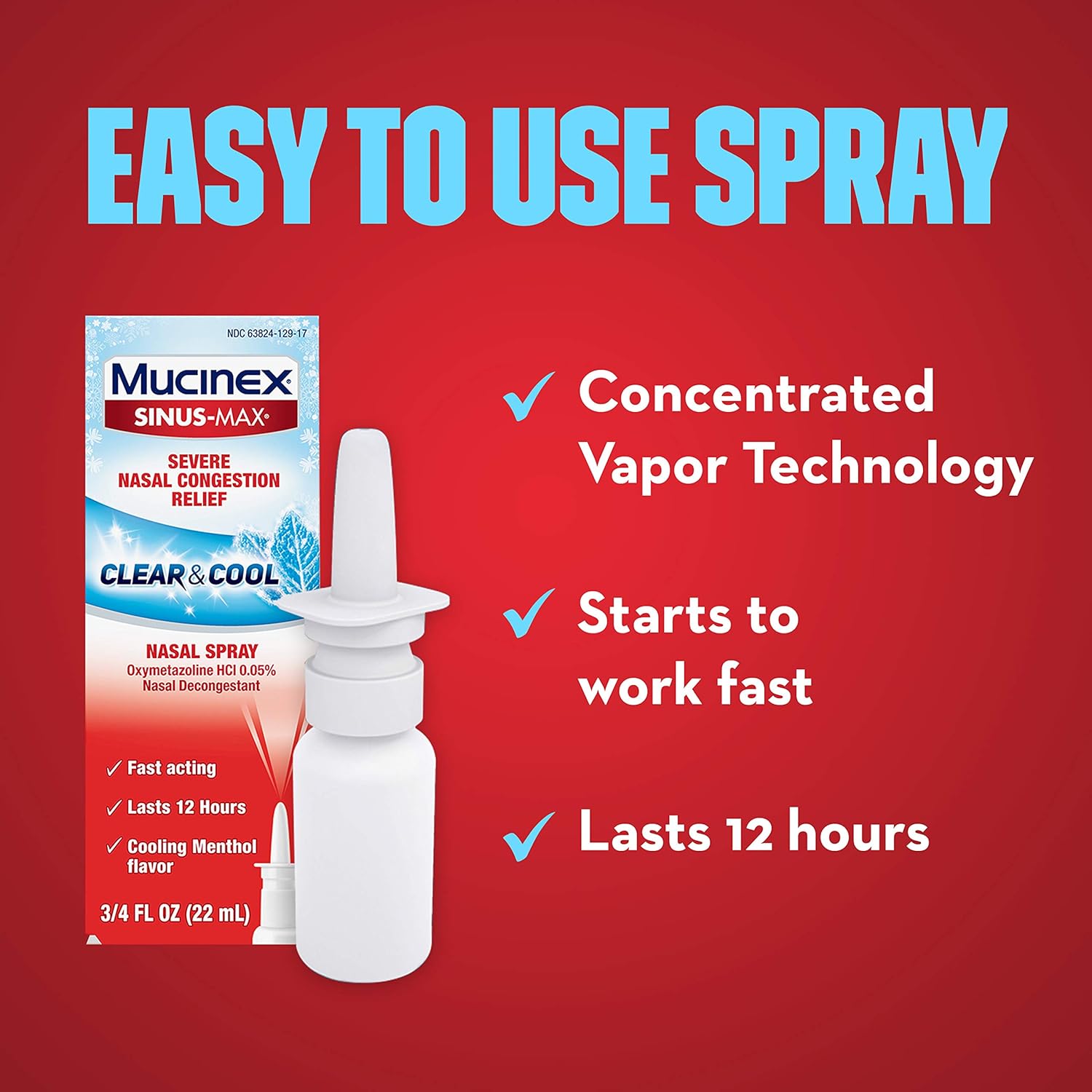 Mucinex Sinus-Max Full Force Nasal Decongestant Spray, 0.75oz: Health & Personal Care