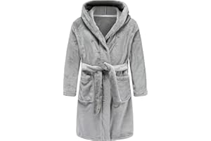 CJMJXPH Kids Toddler Boys Girls Fleece Robe Soft Hooded Bathrobe Pajamas Sleepwear 2-16 Years