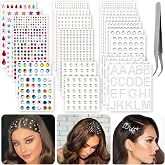 XANGNIER 2609 Pieces Hair Gems for Girls/Women,Self Adhesive,6 Shapes 3-8mm | Hair Jewels Diamonds-Letters Rhinestones with Tweezers,Hair Pearls Stick on,Rhinestone Stickers for Face,Eye,Nail,Clothing