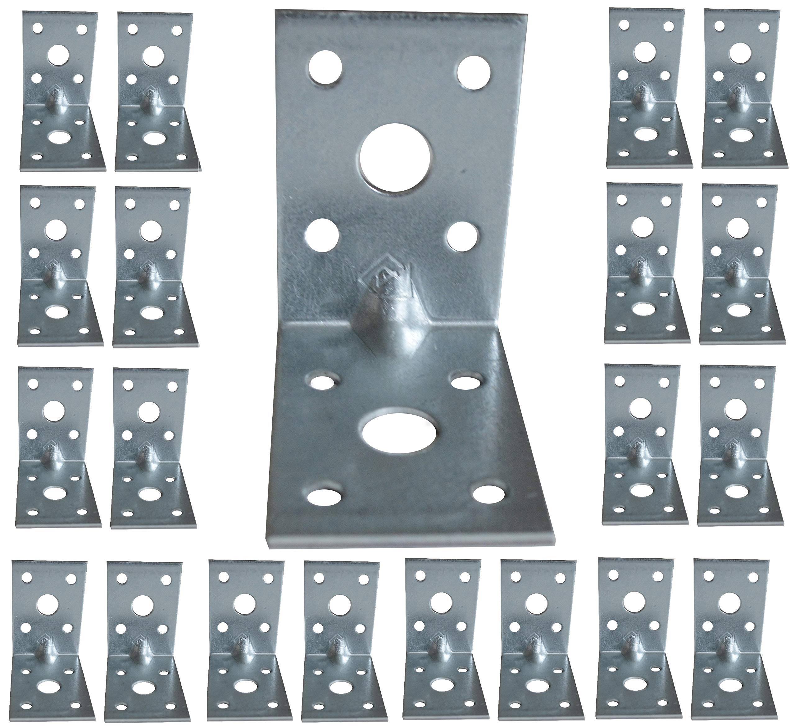 20x Corner Braces Brackets Plates, Heavy Duty Wooden Angle, Metal Steel Sheet Galvanised 1.97"x 1.97"x 1.38"x 0.08"(50 x 50 x 35mm x2mm)
