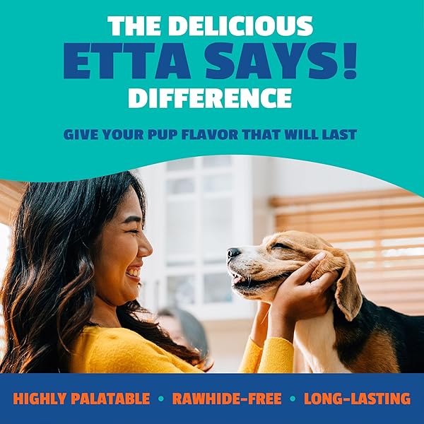 ETTA SAYS! FLAVOR FUSION – ALL NATURAL RAWHIDE FREE CHEWS FOR DOGS 2OZ CHEW – BEEF AND BONE BROTH – MADE IN THE USA (12 COUNT PACK OF 1)
