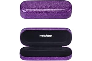 molshine Bling Hard Shell Glasses Case,Portable Sparkling Shiny Eyeglass Case for Men Women Girl Travel Study Work