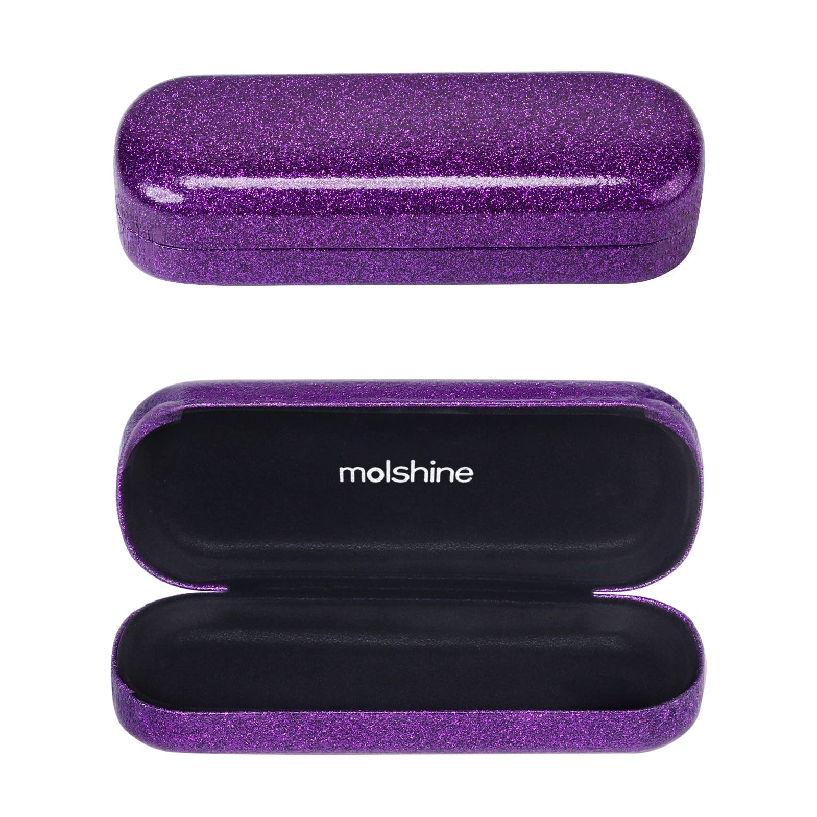 Photo 1 of molshine Bling Hard Shell Glasses Case,Portable Sparkling Shiny Eyeglass Case for Men Women Girl Travel Study Work (Purple)