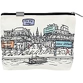 Beary Blu Cities Around the World Artwork Cosmetic Bag Series – Designed in USA, Travel Makeup Bag with Zipper, Souvenir Gift for Women, Artwork Organizer for Purse or Toiletry (New Orleans)