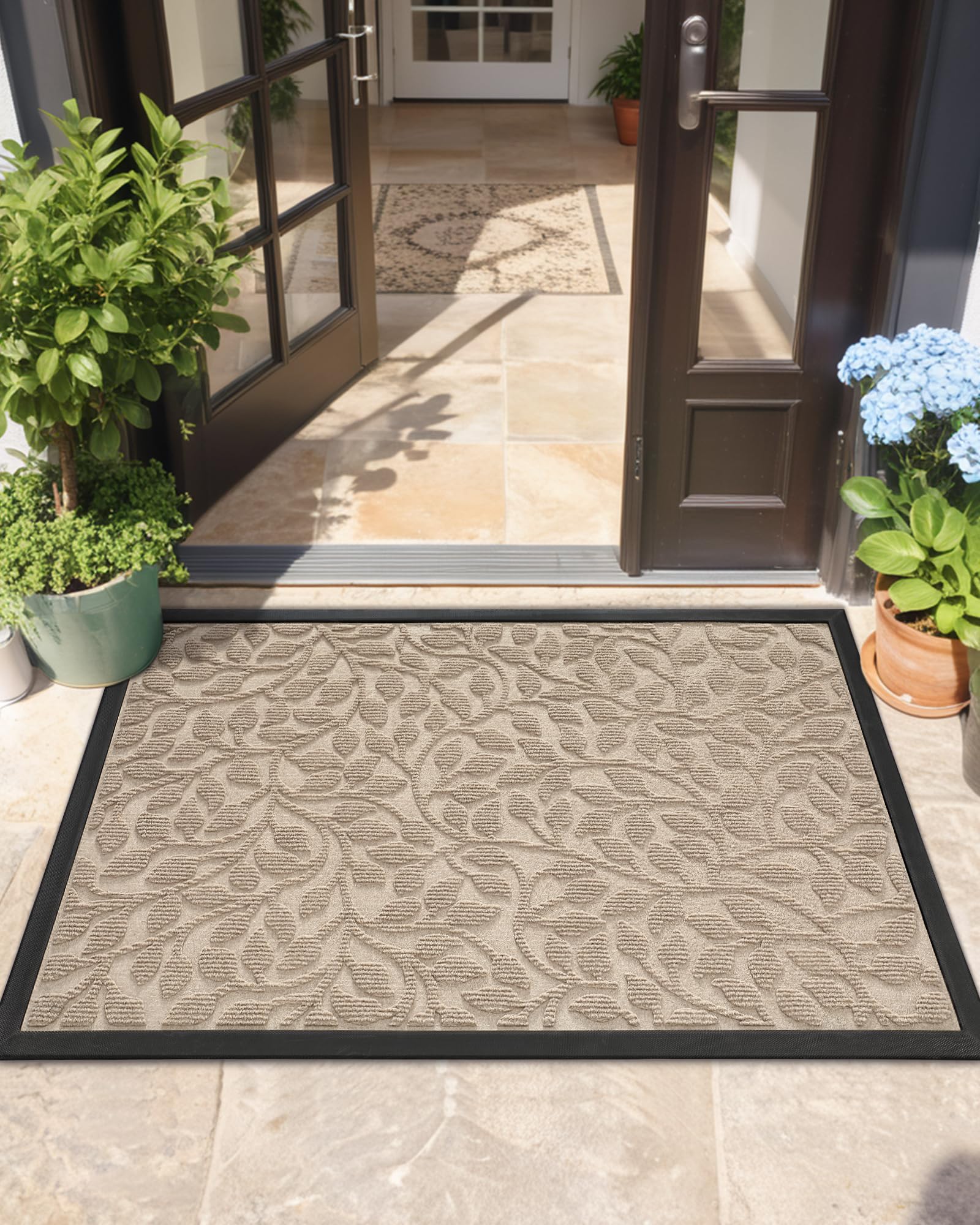 COLOR&GEOMETRY 81x122cm Door Mat Outdoor Non Slip Heavy Duty, Front door mat outside to Catch Dirty, Outdoor Mat for Front Door Welcome, Indoor Outdoor Rug for Single/Back Door, Entryway, Patio, Khaki