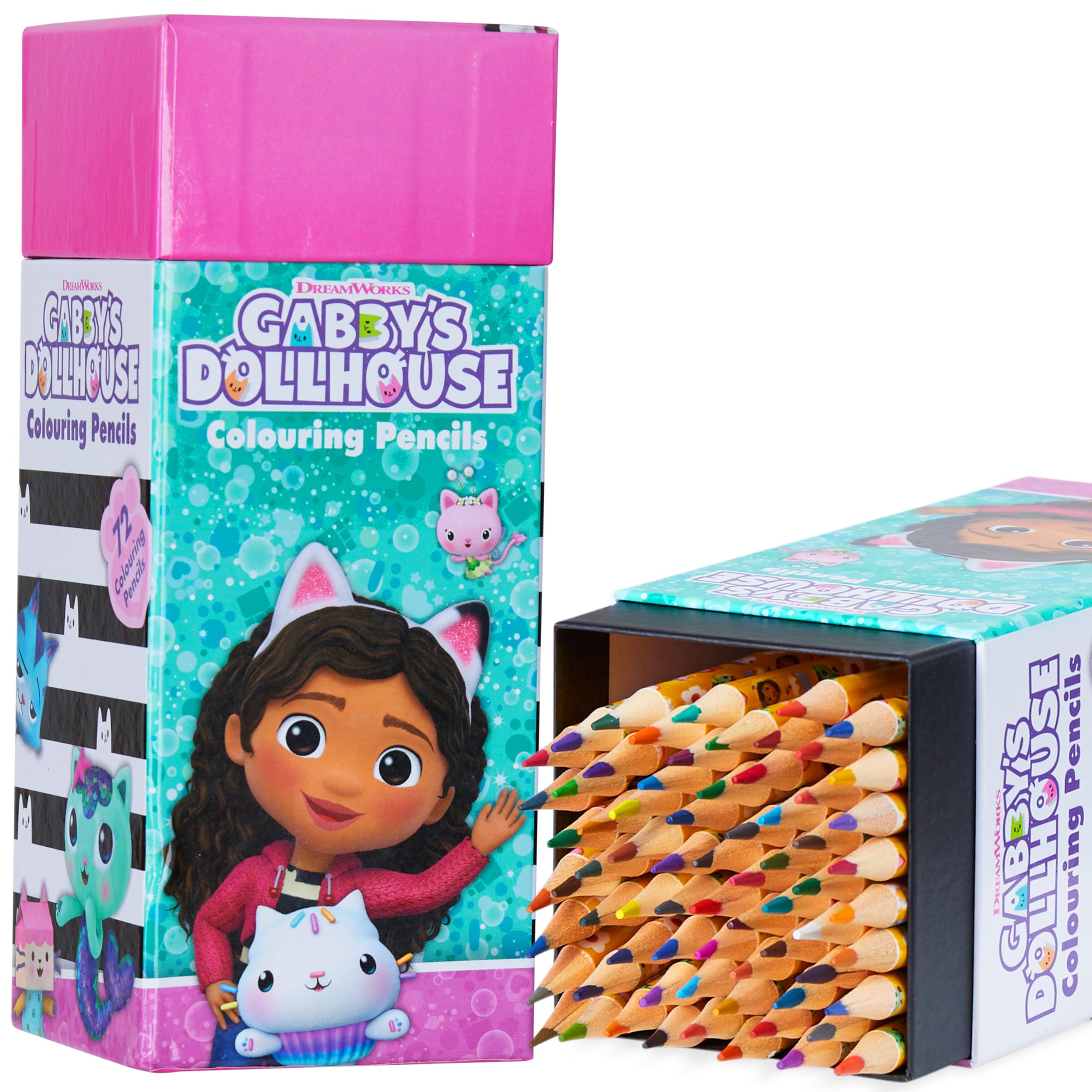 Gabby's Dollhouse Colouring Pencils for Kids - 72 Pencils Colouring Box Assorted Colours Art Supplies - Girls Gifts