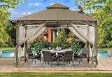 ABCCANOPY 3x3.6M Outdoor Gazebo with Netting Khaki Rustproof Steel Frame view 3