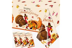 CMUSKO 3Pcs Thanksgiving Tablecloth, Thanksgiving Party Supplies Turkey Tablecloth Rectangle Fall Table Cover for Thanks Giving Decorations Dinner Home Party