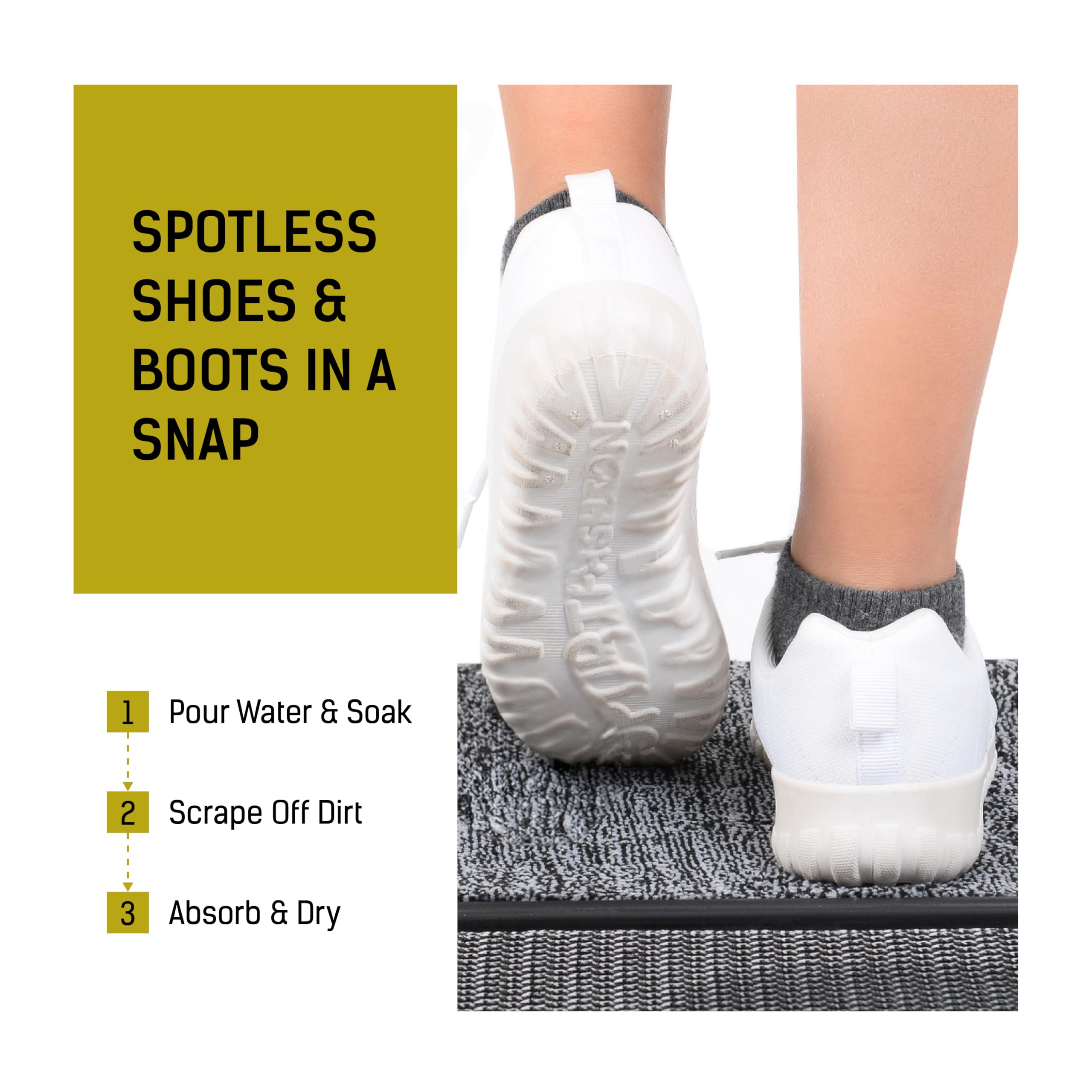 LOSTRONAUT 2-in-1 Wet Dry Shoe Cleaner - 25''x16'' Non Slip Floor Mat, Indoor & Outdoor Welcome Rug, Disinfectant Mat for Doors