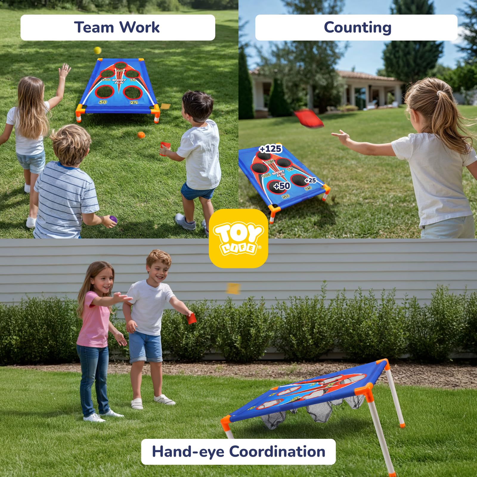 TOY Life Bean Bags Toss Carnival Games, Cornhole, Outdoor Toys for Kids Ages 4-8, Backyard Game Sports & Outdoor Play, Outside Toys for Ages 5-7, Family Lawn Yard Games Birthday Party, Gift for Boys