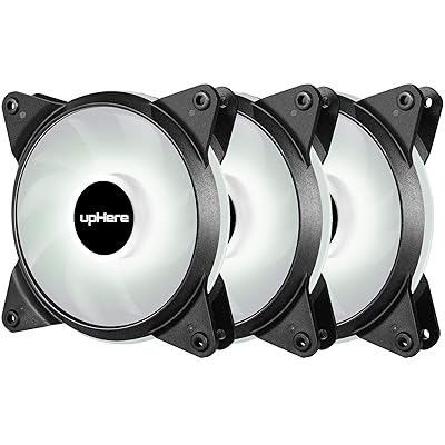upHere 120mm 3-Pack 3-Pin High Airflow Quiet Edition White LED Case Fan for PC Cases, CPU Coolers, and Radiators T3WT3-3