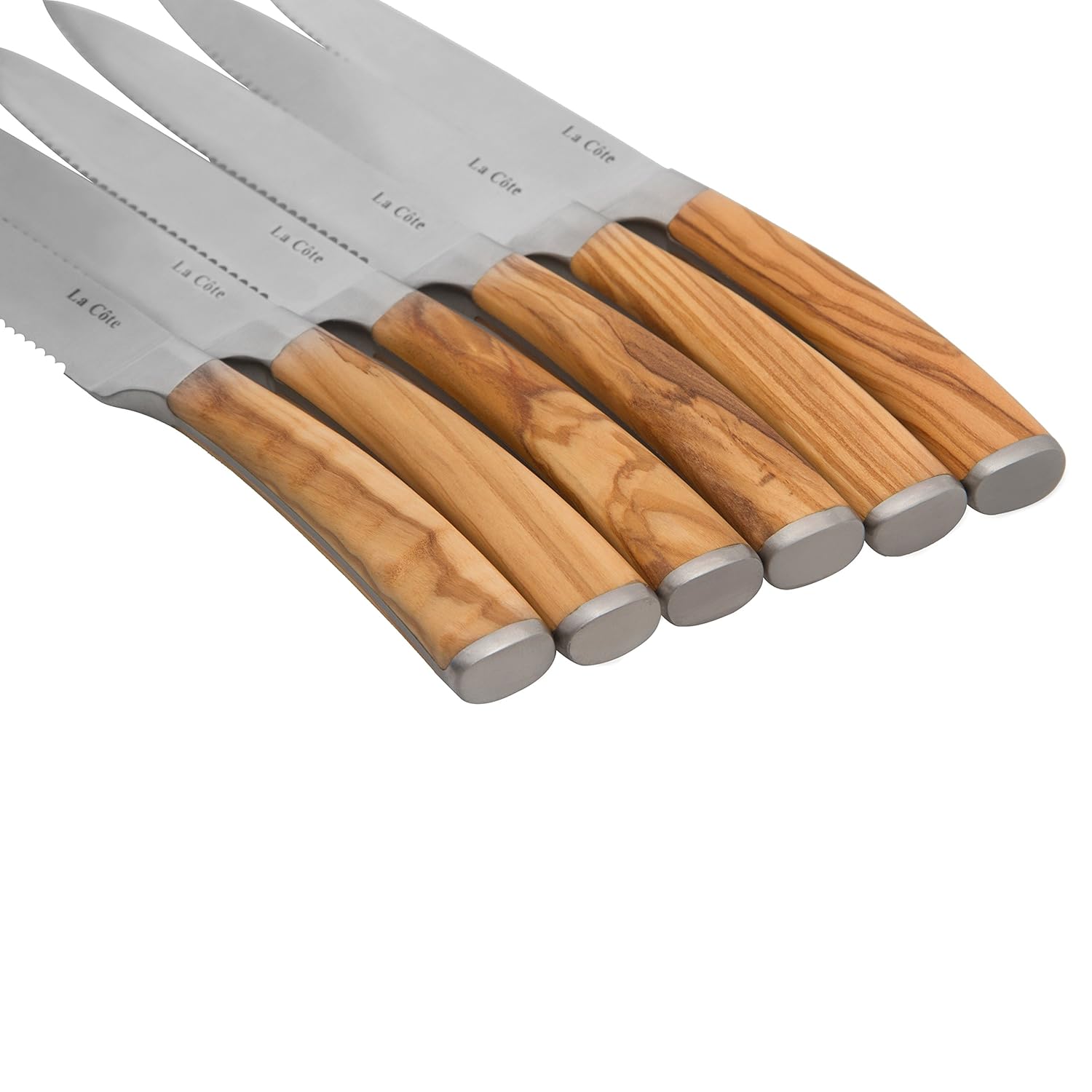 La Cote 6 Piece Steak Knives Set Japanese Stainless Steel Olive Wood