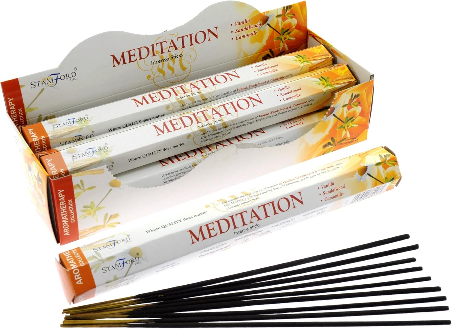 STAMFORD INC. 37117 Meditation Incense Sticks, 20 Sticks x 6 Packs