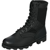 WIDEWAY Men's Combat Boots, 8 Inch Classic Jungle Boots for Men | Top Grain Leather Military Boots, Tactical Black Boots for Veterans, Work &amp; Daily Wear