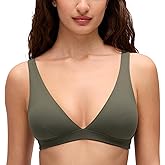 CRZ YOGA Butterluxe Soft Double Lined Deep V Neck Sports Bras for Women - Open Back Yoga Crop Top Casual Non Padded