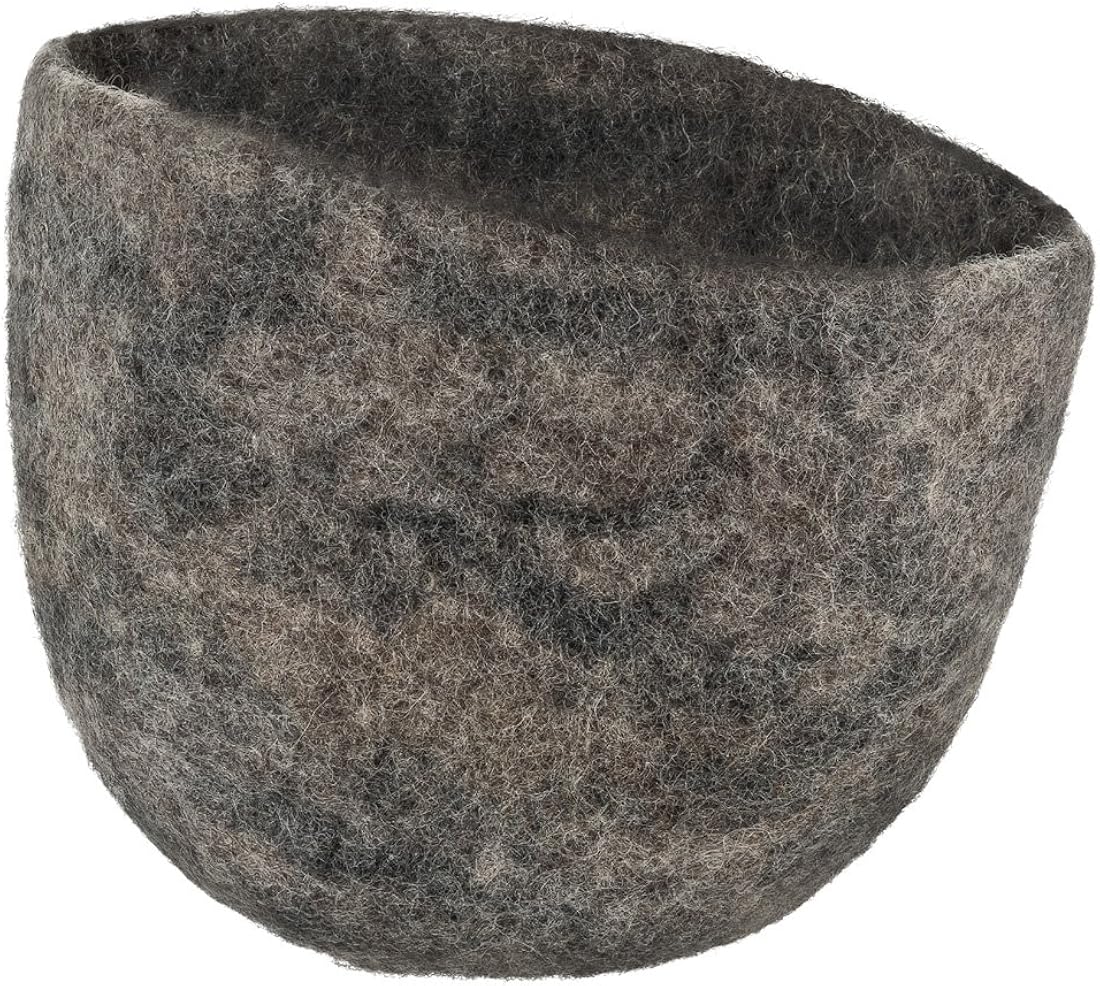Maharanis Felt Planter Basket Storage Scandic Design Felt Hat Pure Wool Handmade Pebble Diameter Approx. 21 cm