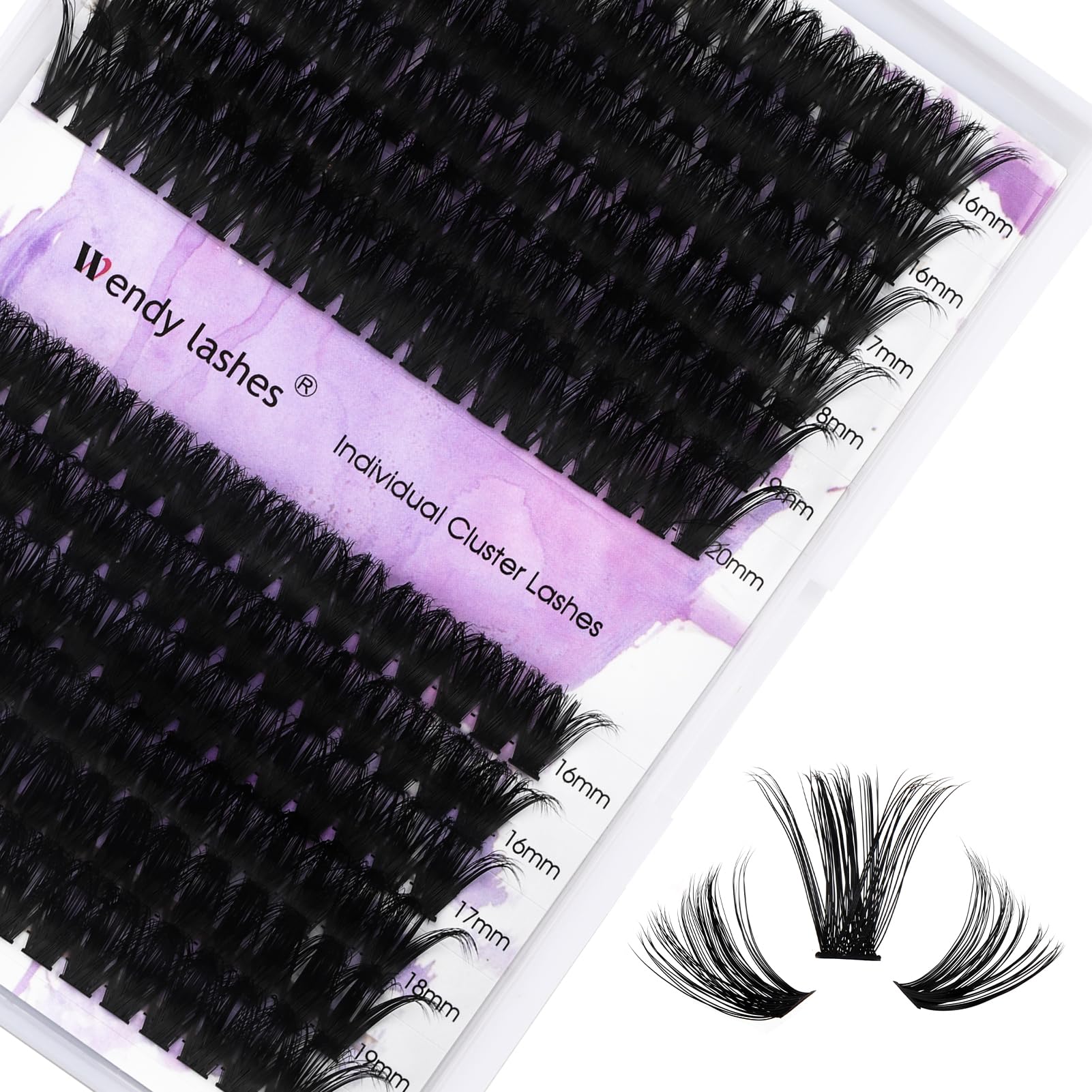 Individual Cluster Lashes D Curl 3D Effect 0.07mm 60D/80D 16-20mm Mixed Individual Eyelashes Clusters Densely DIY Lash Extensions(3D-60+80-0.07-D-16-20mm) — image 1