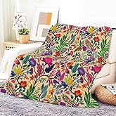 ANIOXCK Throw Blanket for Couch, 300GSM Warm Soft Cozy Flannel Blanket, Cute Blanket for All Seasons Bedroom Home Decor Gifts, Luxury Paisley Flowers 50x60 Inches