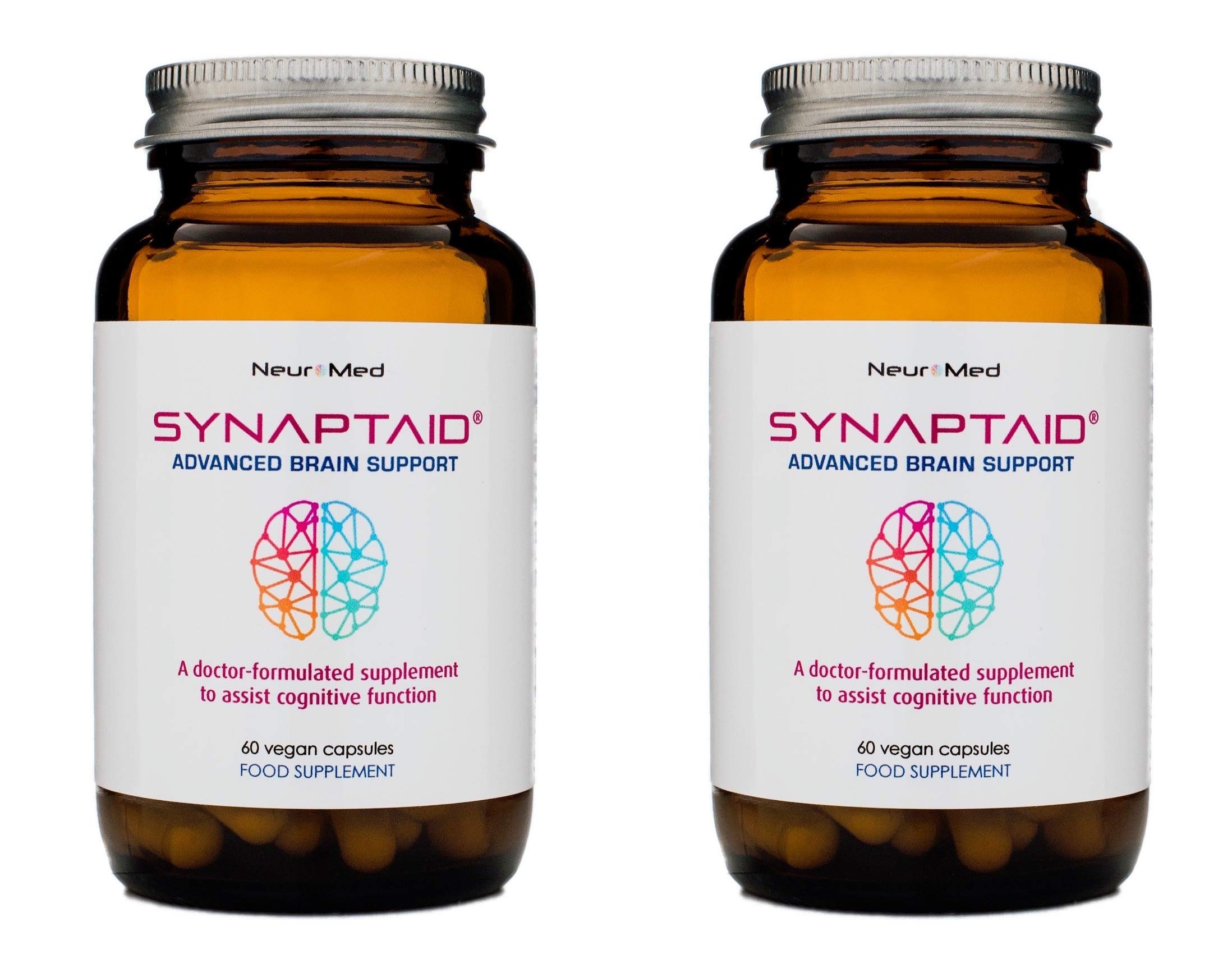 Synaptaid Advanced Brain Support Supplement to Assist Cognitive Function Vegan 60 Capsules (Twin Pack)