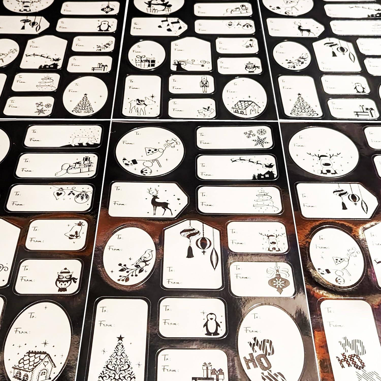 100 Gift Labels for Christmas – Silver Foil Stickers for Presents – Peel & Stick Tags with To and From Text – Assorted Shapes & Festive Designs – Self-Adhesive Gift Wrap Labels for Xmas