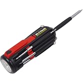 Apollo Tools Mr. 7-Hands 8-in-1 Screwdriver Tool, Red DT1719 | All In One Patented Screwdriver Design with Worklight and Flashlight