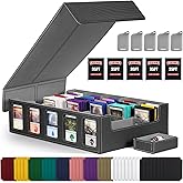 Kabinka 5 Row 3900+ Trading Card Storage Box with Commander Display | MTG Storage Box with Removable Lid Bulk Card Storage for MTG TCG PTCG Sports Card, Top Loaders Storage Box (Black)